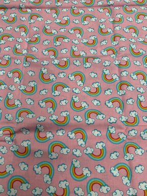 DESTASH David Textiles Inc Rainbows Pink Cotton Woven 95cm Piece