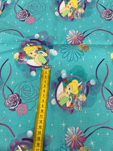 FLAWED! Licensed Tinkerbell Ribbons Cotton Woven 50cm Piece