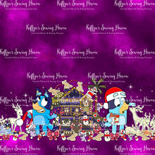 Load image into Gallery viewer, *BACK ORDER* Blue Dog Xmas DOUBLE Border (1 Meter) Panel Plum