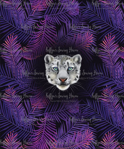 *BACK ORDER* Feline Fanatic's Snow Leopard Purple Ferns Panel