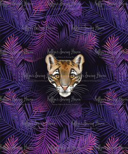 *BACK ORDER* Feline Fanatic's Clouded Leopard Purple Ferns Panel