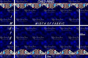 *BACK ORDER* Blue Dog Xmas DOUBLE Border (1 Meter) Panel Navy