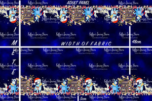 *BACK ORDER* Blue Dog Xmas DOUBLE Border (1 Meter) Panel Navy