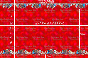 *BACK ORDER* Blue Dog Xmas DOUBLE Border (1 Meter) Panel Red