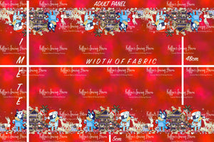 *BACK ORDER* Blue Dog Xmas DOUBLE Border (1 Meter) Panel Red