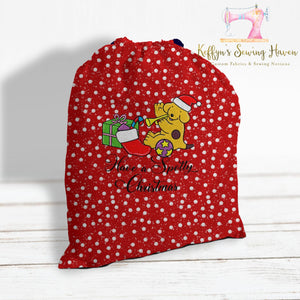 *BACK ORDER* Playful Pup Xmas Santa Sack Panels