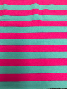 DESTASH Custom Pink/Aqua 1" Stripes Cotton Lycra 93cm Piece