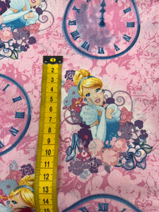 DESTASH Disney Cinderlla Clocks Pink Cotton Woven 50cm