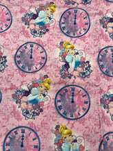 Load image into Gallery viewer, DESTASH Disney Cinderlla Clocks Pink Cotton Woven 50cm
