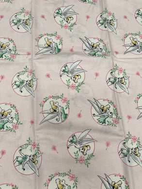 DESTASH Licensed Tinkerbell Pink Cotton Woven 96cm Piece