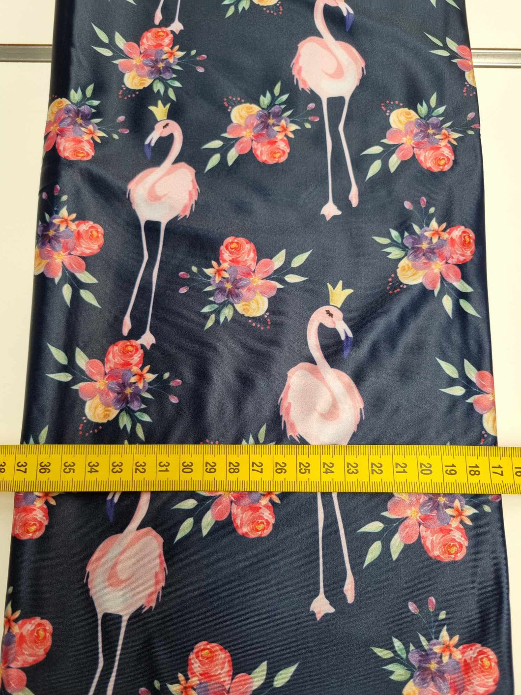 DESTASH Navy Floral Flamingo Spandex 1m piece