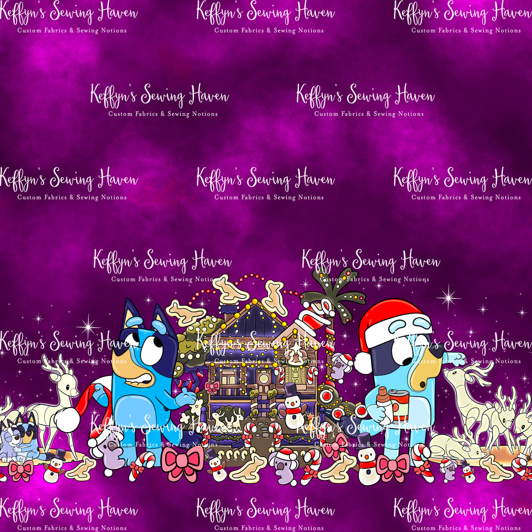 *BACK ORDER* Blue Dog Xmas Double Border Plum