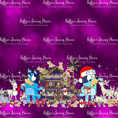 *BACK ORDER* Blue Dog Xmas SINGLE Border (1 Meter) Panel Plum