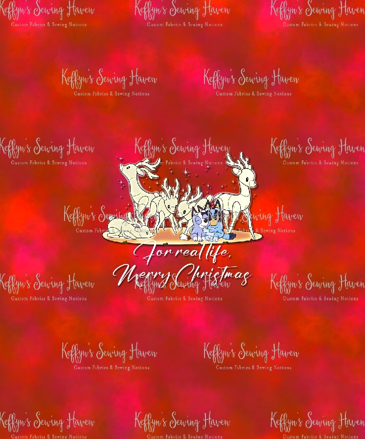 *BACK ORDER* Blue Dog Xmas Reindeer BIG KID Panels