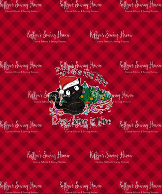 *BACK ORDER* Christmas Black Kitty 'Everything's Fine' Panels