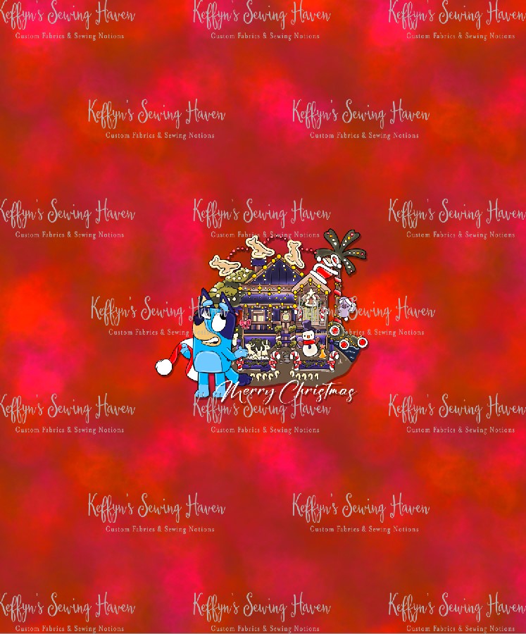 *BACK ORDER* Blue Dog Xmas House BIG KID Panels