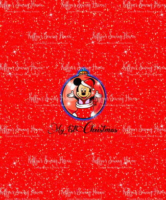 *BACK ORDER* Mouse Baubles Red Glitter 'My 1st Xmas' Panels