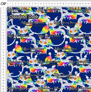 *BACK ORDER* Funky Rainbow Dragons Navy