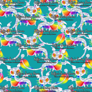 *BACK ORDER* Funky Rainbow Dragons Teal