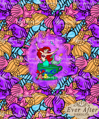 Mermaid Shells Panel BIG KID Panel French Terry 280gsm
