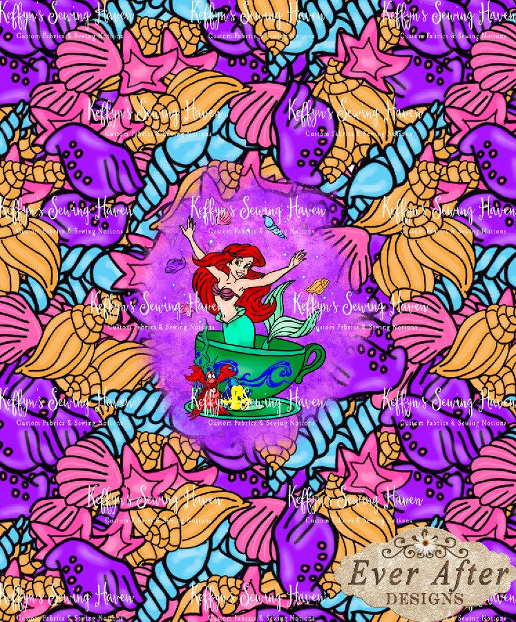 Mermaid Shells Panel BIG KID Panel French Terry 280gsm