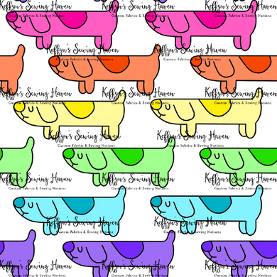 *BACK ORDER* Rainbow Sausage Dog White