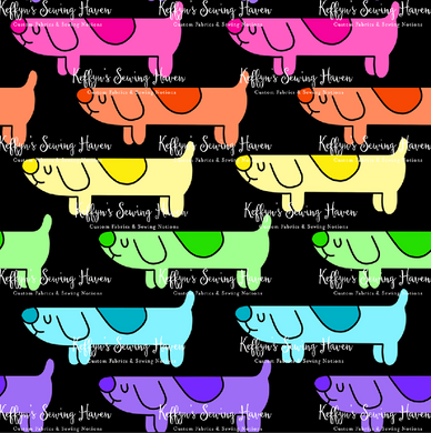 *BACK ORDER* Rainbow Sausage Dog Black