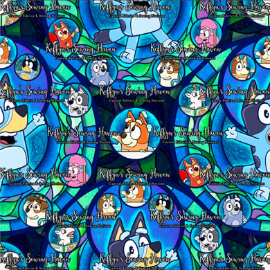 *BACK ORDER* Blue Dog Stained Glass Navy