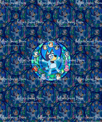 *BACK ORDER* Blue Dog Stained Glass Navy Panel