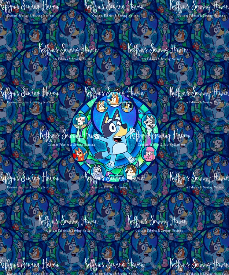 *BACK ORDER* Blue Dog Stained Glass Navy Panel