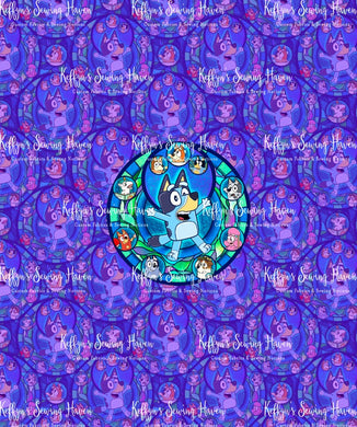 *BACK ORDER* Blue Dog Stained Glass Purple Panel