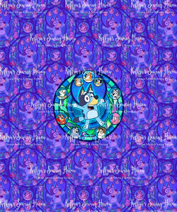 *BACK ORDER* Blue Dog Stained Glass Purple Panel