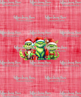 *BACK ORDER* Green Xmas Kitty Red Panels