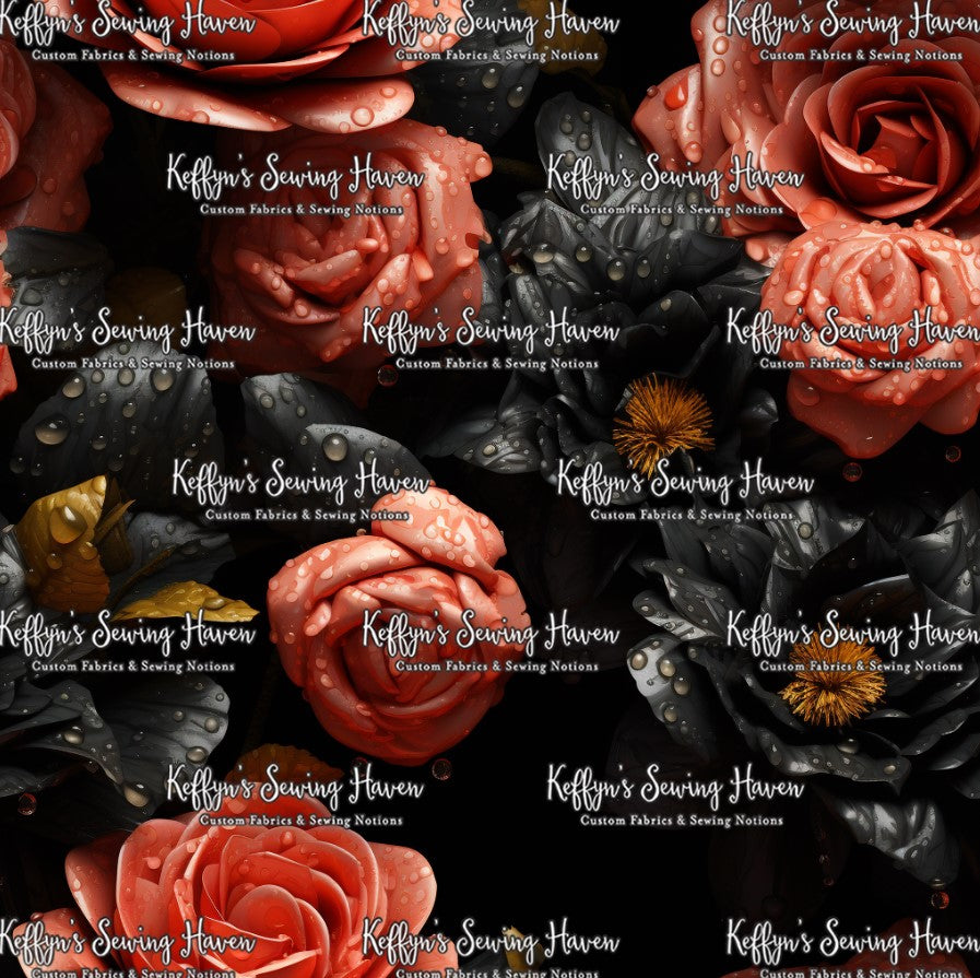 *BACK ORDER* 3D Black & Peach Roses