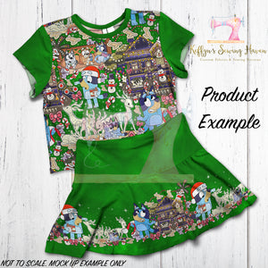 *BACK ORDER* Blue Dog Xmas SINGLE Border (1 Meter) Panel Green