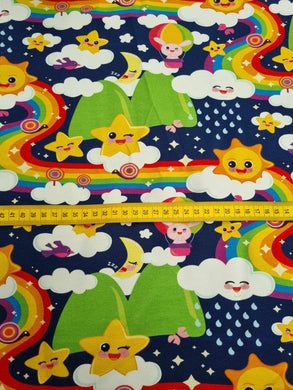 DESTASH Rainbow Scene Navy French Terry 1m Piece