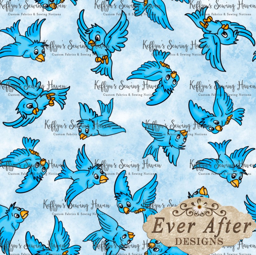 *BACK ORDER* Ever After Designs - Slipper Birds on Blue