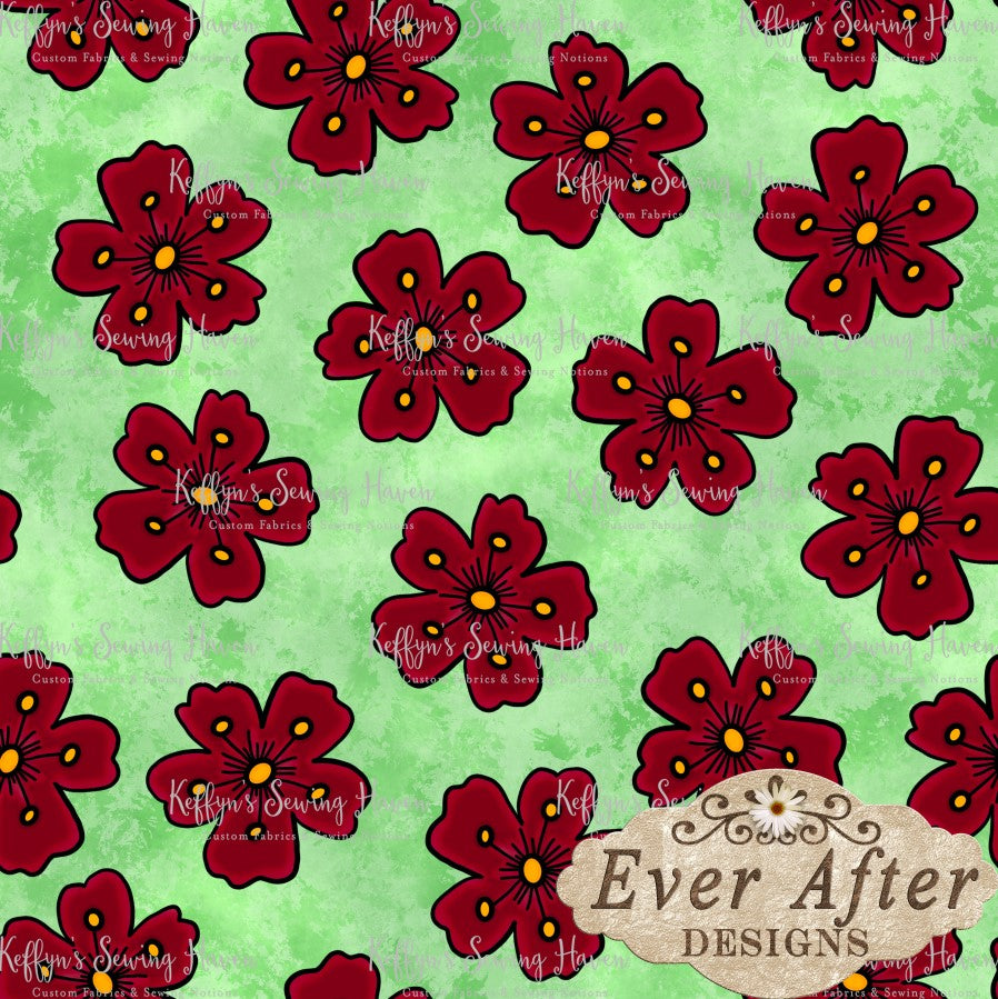 *BACK ORDER* Ever After Designs - Oriental Flowers on Green