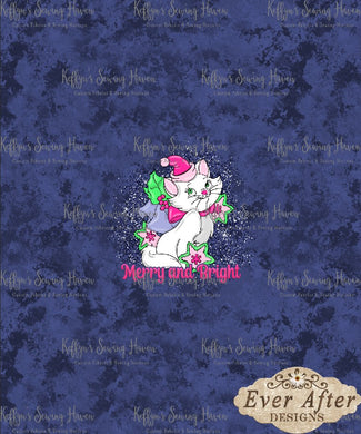 *BACK ORDER* Ever After Designs - Christmas Kitty Navy Panel