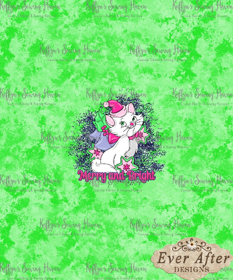 *BACK ORDER* Ever After Designs - Christmas Kitty Lime Panel