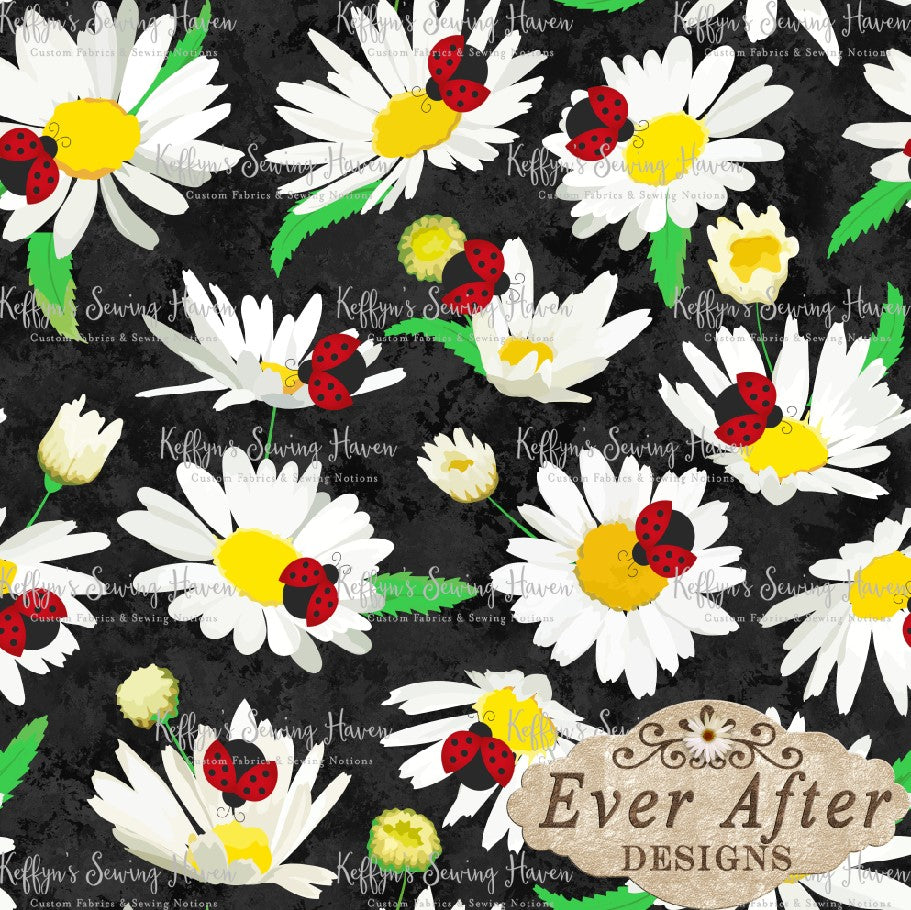 *BACK ORDER* Ever After Designs - Daisys and Ladybugs on Black